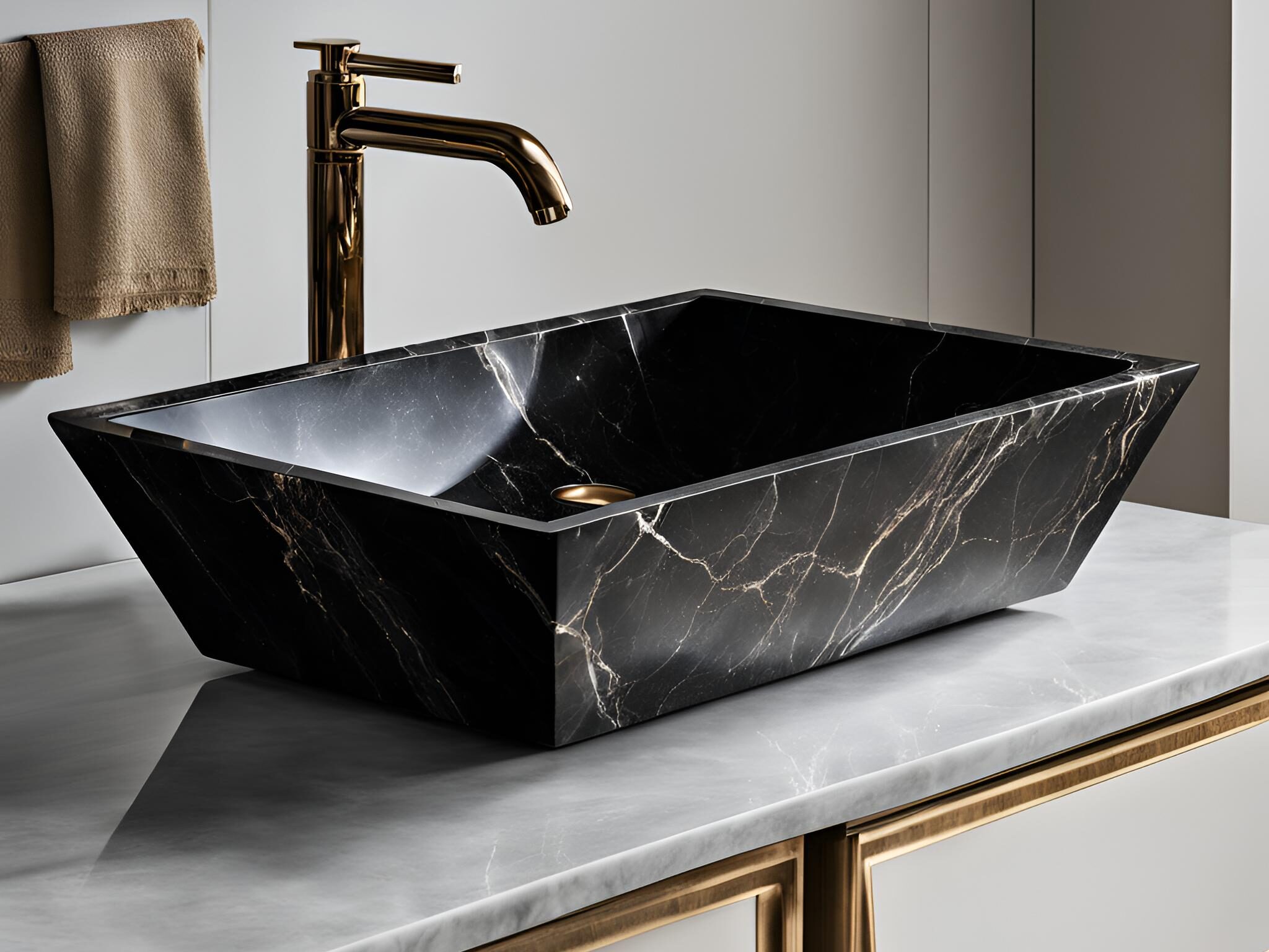 polished marble finish sink 