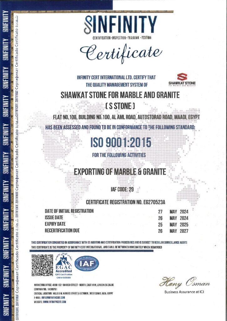 stones iso certificate