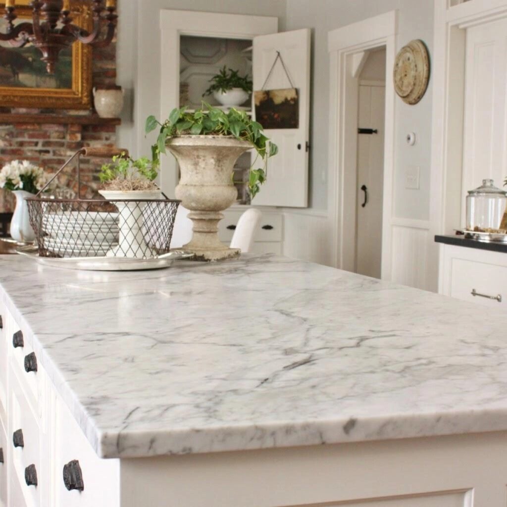 white carrara kitchen countertops