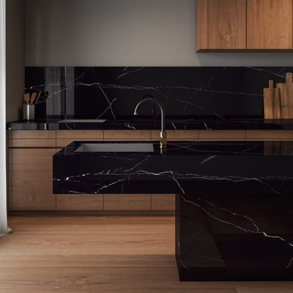 black marble kitchen countertops