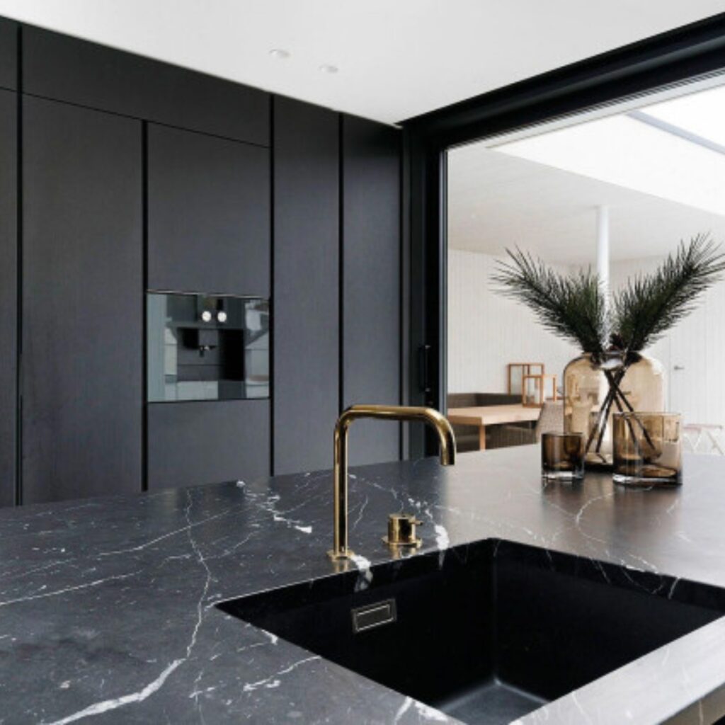 black marble kitchen countertops