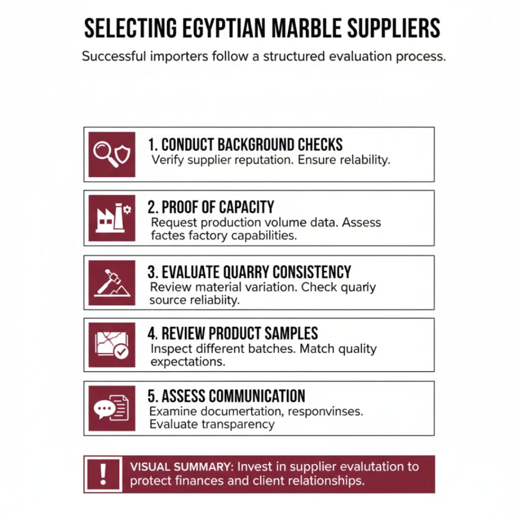 What Successful Importers Do Before Selecting a Marble Supplier in Egypt